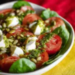 Spinach Caprese Salad with Pesto Dressing