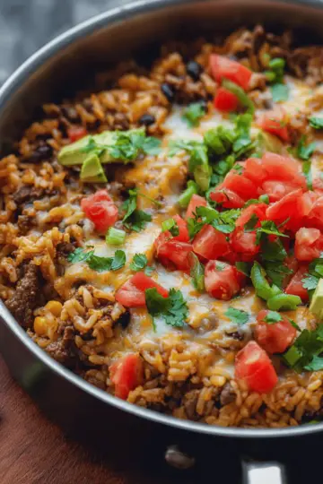 Mexican Beef and Rice Skillet