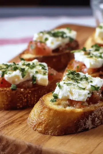 Garlic Crostini with Fresh Mozzarella