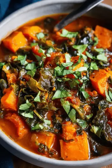 Vegan Sweet Potato Stew with Greens