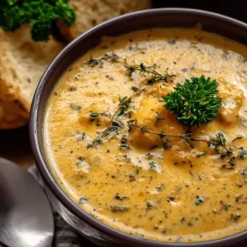 Hearty Cheddar Garlic Herb Potato Soup