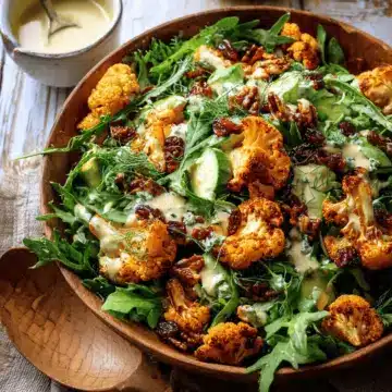 Roasted Cauliflower Salad with Creamy Honey Mustard Vinaigrette.