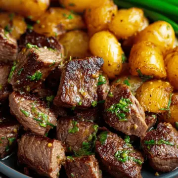 Garlic Butter Steak Bites and Potatoes