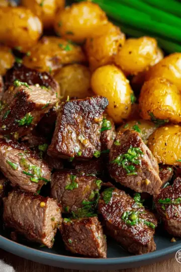 Garlic Butter Steak Bites and Potatoes