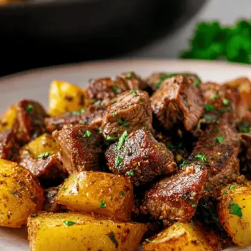 Butter Steak Bites with Garlic Herb Potatoes