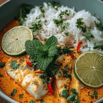 Coconut Lime Fish Curry with Jasmine Rice