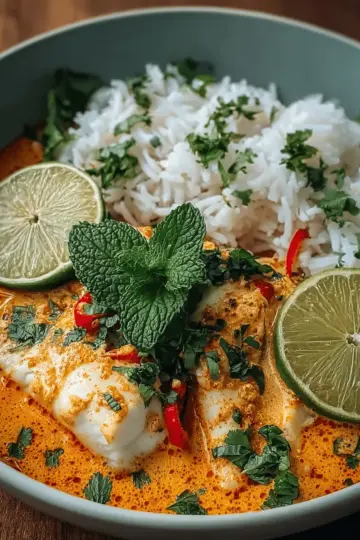 Coconut Lime Fish Curry with Jasmine Rice