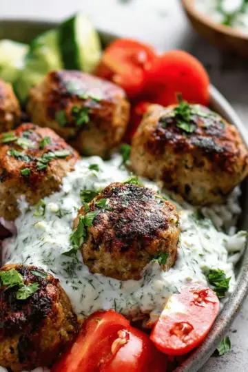 Healthy Greek Turkey Meatballs With Tzatziki