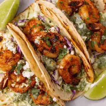 Cilantro Lime Shrimp Tacos with Creamy Slaw