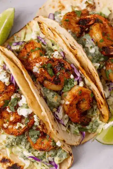 Cilantro Lime Shrimp Tacos with Creamy Slaw