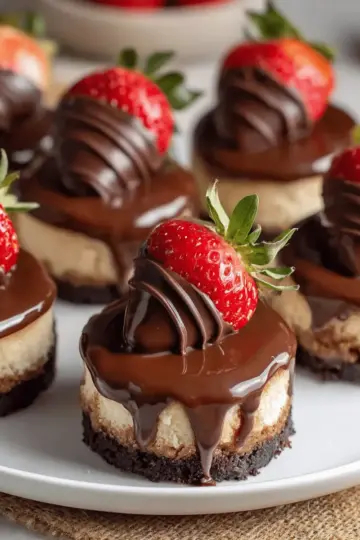 Chocolate Covered Strawberry Mini Cheesecakes