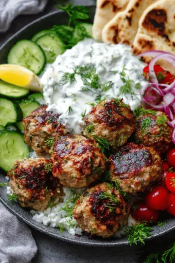 Home Cookbook Blog Recipes Amazon Store About Me Contact Me Greek Turkey Meatballs with Tzatziki Sauce