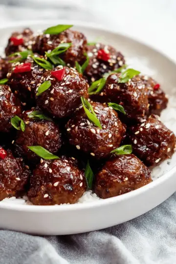 Sticky Mongolian Beef Meatballs