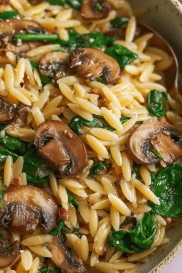 Mushroom Spinach Orzo