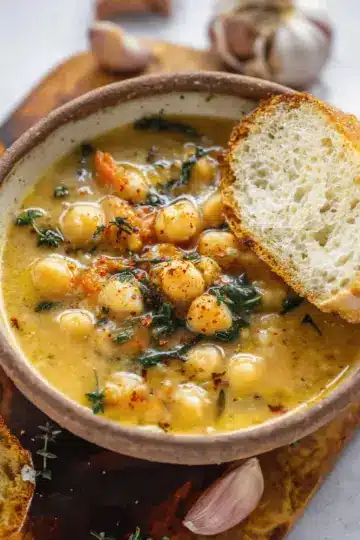 Vegan Garlic Chickpea Soup