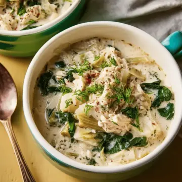 Slow-Cooker Spinach & Artichoke Chicken Soup