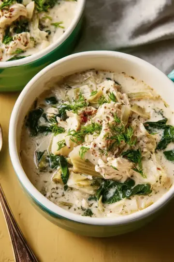 Slow-Cooker Spinach & Artichoke Chicken Soup