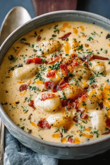 Bacon Cheddar Gnocchi Soup