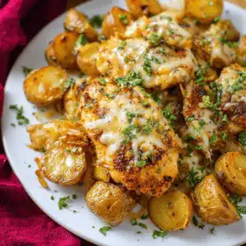 Garlic Parmesan chicken and potatoes