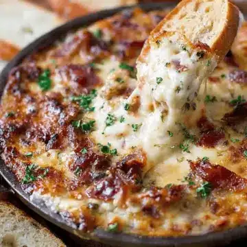 Hot Caramelized Onion Dip with Bacon and Gruyere