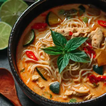 Thai Red Curry Noodle Soup with Chicken