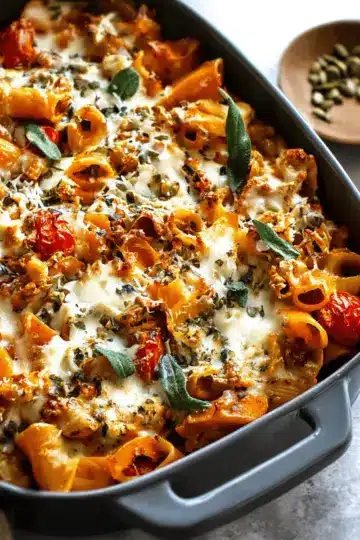 Pasta Bake with Pumpkin Tomato Sauce