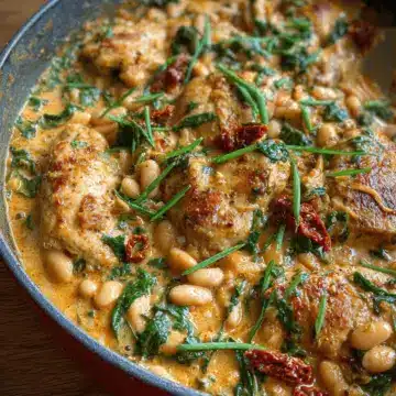 Creamy Tuscan Chicken + Butter Beans with Sundried Tomatoes