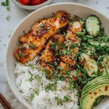 Spicy Salmon Bowls with Coconut Rice