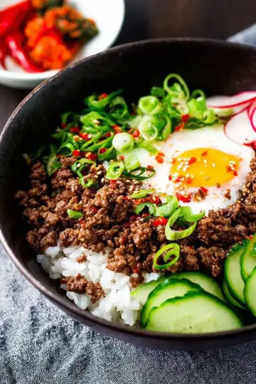 Korean Ground Beef and Rice Bowls