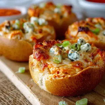 Mini Buffalo Chicken Dip Bread Bowls