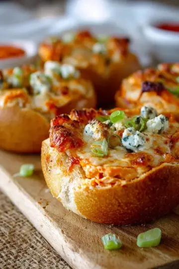 Mini Buffalo Chicken Dip Bread Bowls