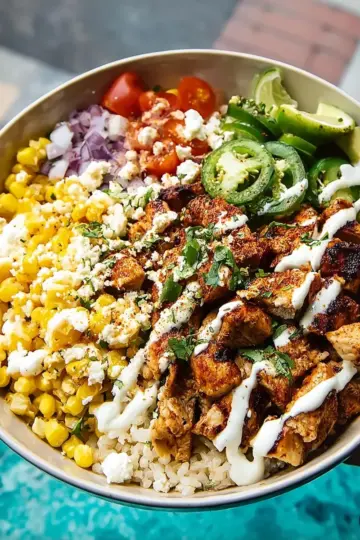Street Corn-Chicken Burrito Bowl