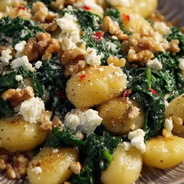 Gnocchi with Spinach, Feta & Walnuts