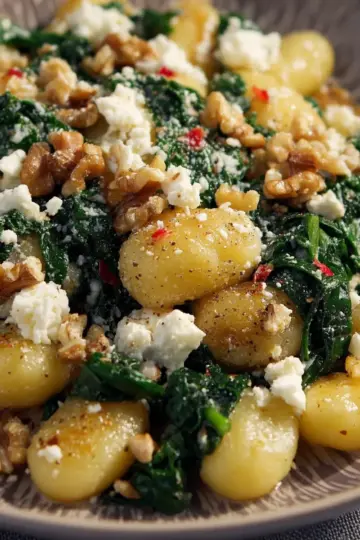 Gnocchi with Spinach, Feta & Walnuts