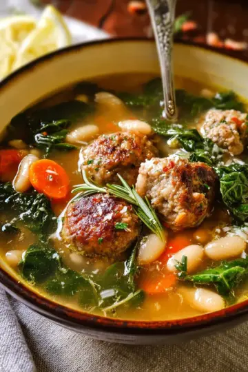Tuscan White Bean Soup with Meatballs