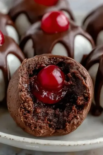 Chocolate Covered Cherry Brownie Bombs