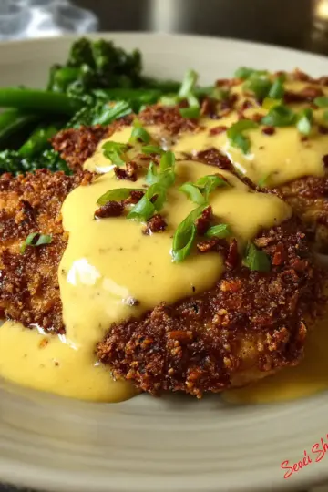 Pretzel-Crusted Chicken Breasts with a Cheesy-Mustard Sauce