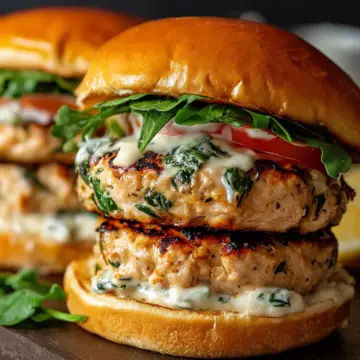 White Cheddar and Spinach Chicken Burgers
