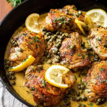 Creamy Lemon Garlic Chicken Thighs with Capers