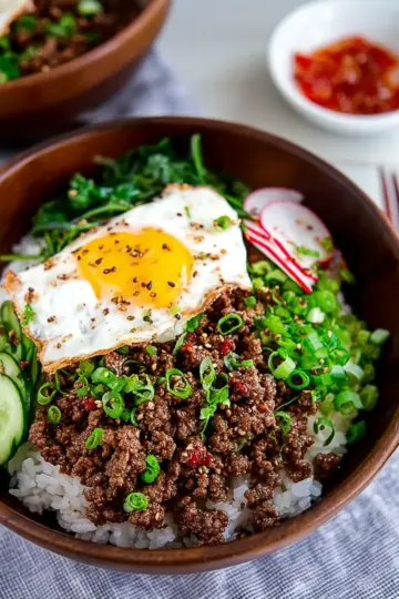 Korean Ground Beef and Rice Bowls