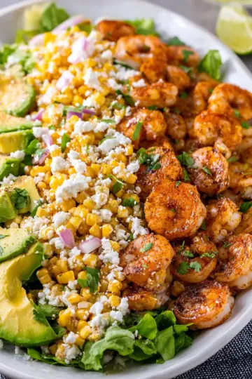 Mexican Street Corn Shrimp and Avocado Salad