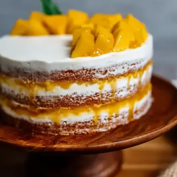 Mango Cake with Mango Cream Filling and Mango Compote