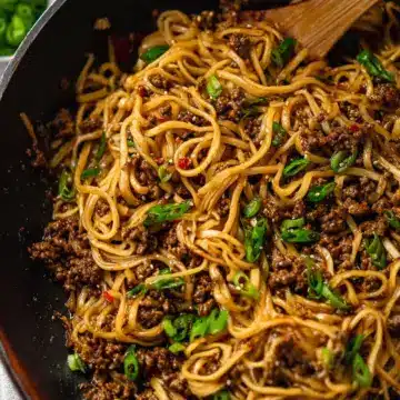 Mongolian Ground Beef and Noodles