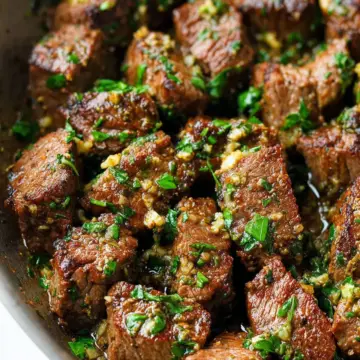Stew Meat Steak Bites with Garlic, Herbs and Butter