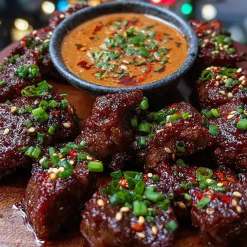 Spicy Korean Beef Bites with Gochujang Dipping Sauce