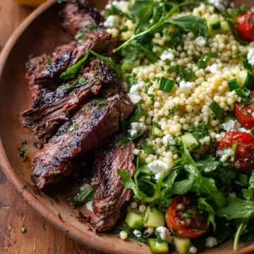 Grilled Skirt Steak with Lemon Herb Couscous Salad