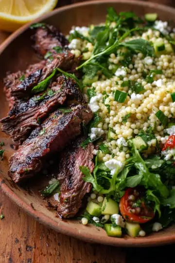 Grilled Skirt Steak with Lemon Herb Couscous Salad