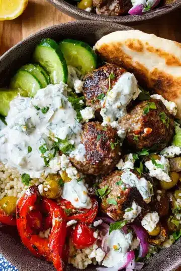 Greek Meatball Bowls