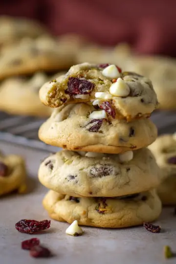 White Chocolate Cranberry Pistachio Cookies