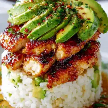 Honey Lime Chicken & Avocado Rice Stack